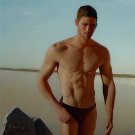Shirtless Colton Ford: Oil Painting Portrait