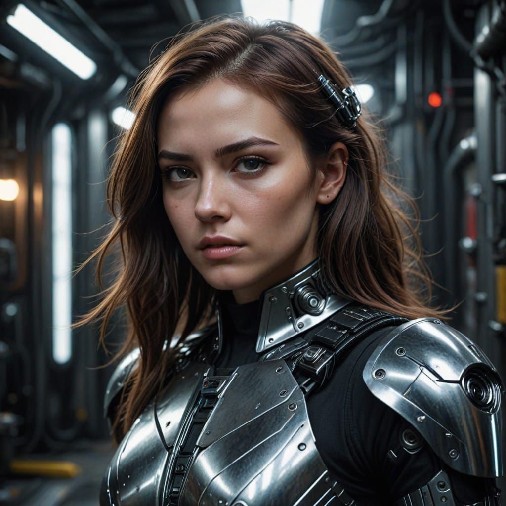 Cyberpunk Woman in Intense, High-Contrast Lighting