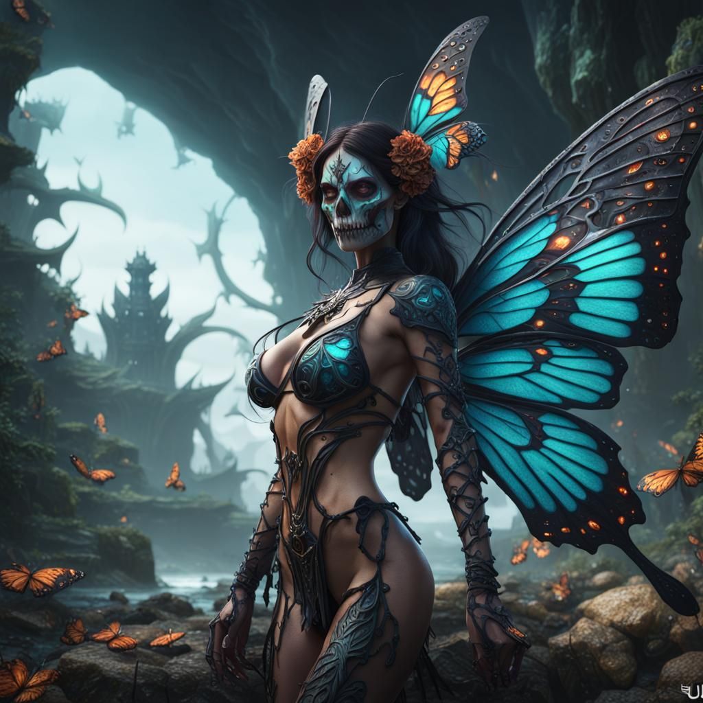 Bikini Death Butterfly: Detailed Matte Painting