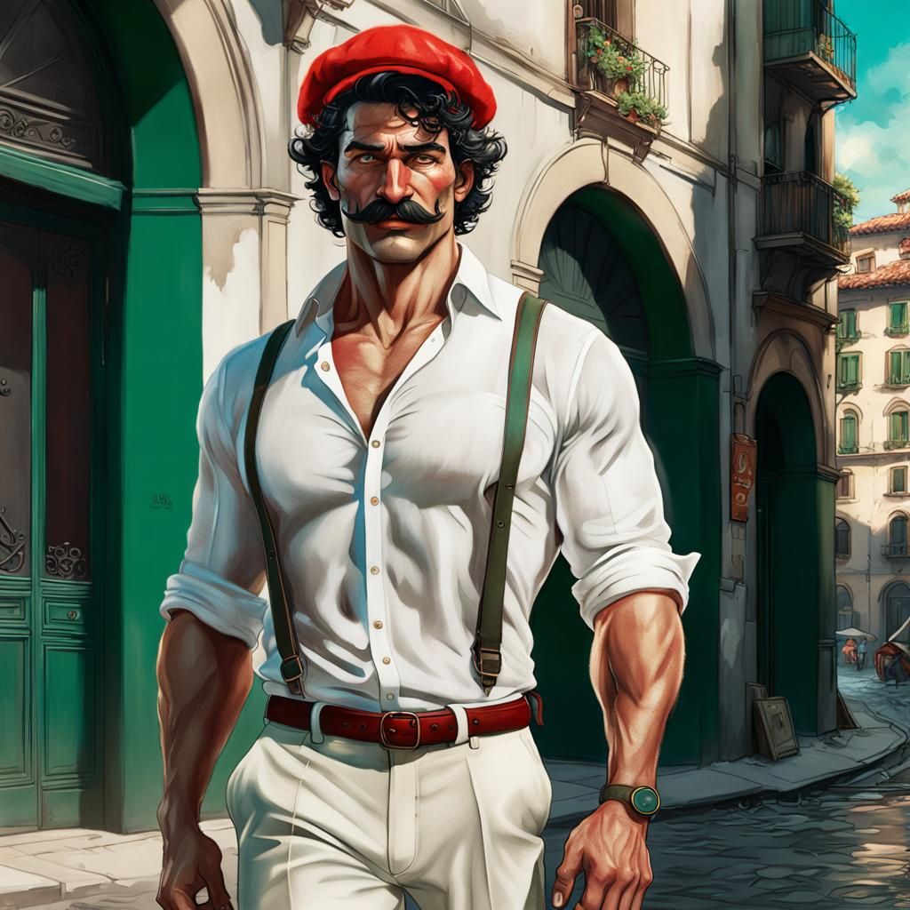 Italian Man Portrait in Hyperdetailed Digital Art Style