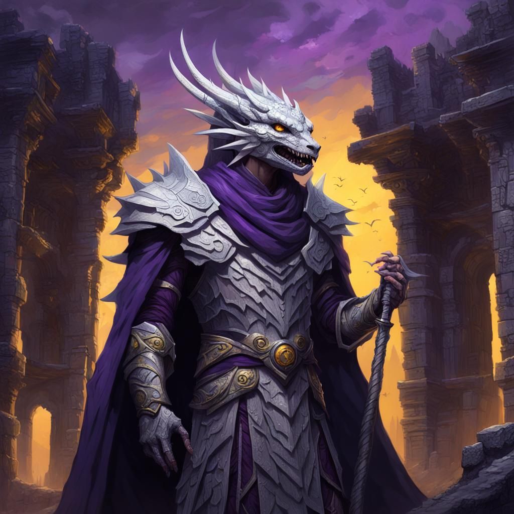 Dragon Druid in Dark Fantasy Ruins