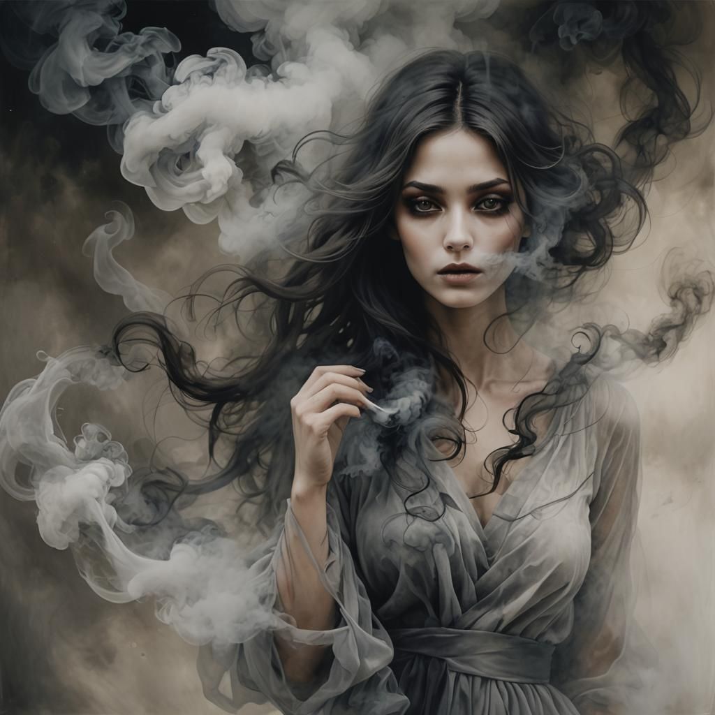 Ethereal Woman of Smoke and Mist