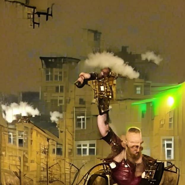 Steampunk Viking Warrior in Techno-Fantasy Style