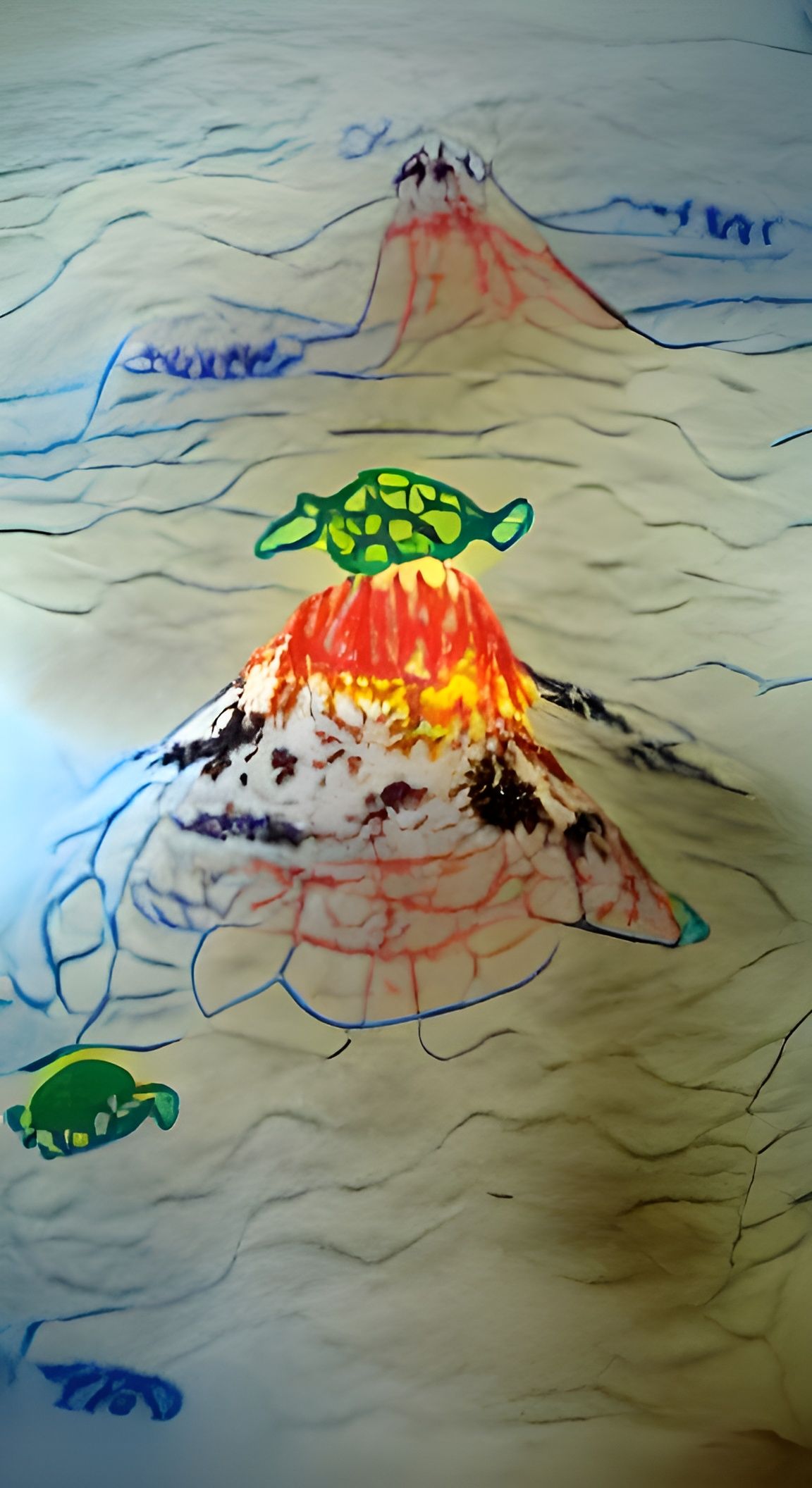 Sea Turtle Volcano: A Child's Drawing