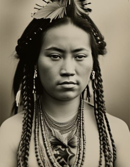 Polynesian Woman Portrait: Detailed Digital Matte Painting