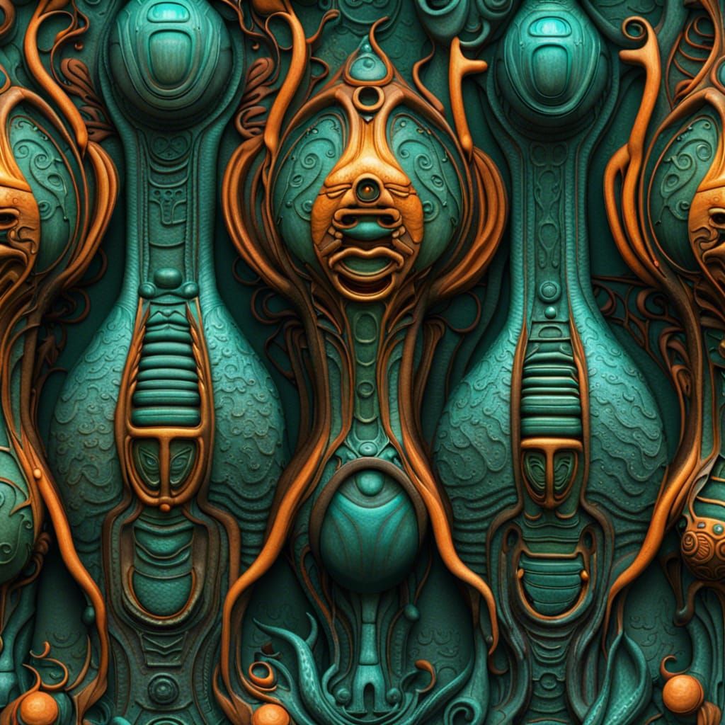 Biomechanical Ornament Texture in Giger Style