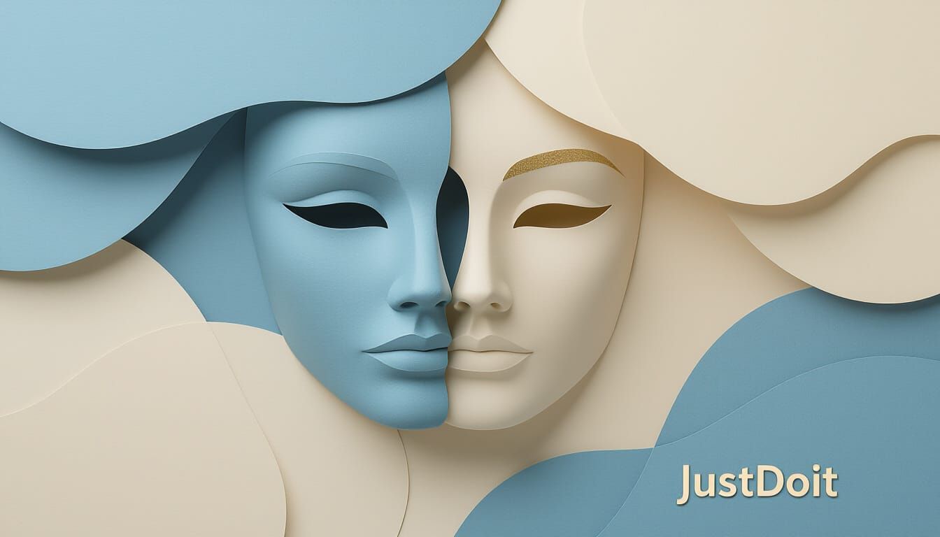 Abstract Mask Shapes Symbolizing Hidden Emotions