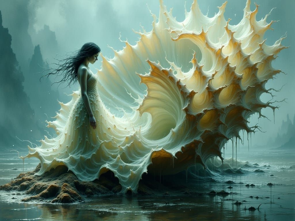 Ethereal Kelp Spirit Melts into Giant Conch Shell