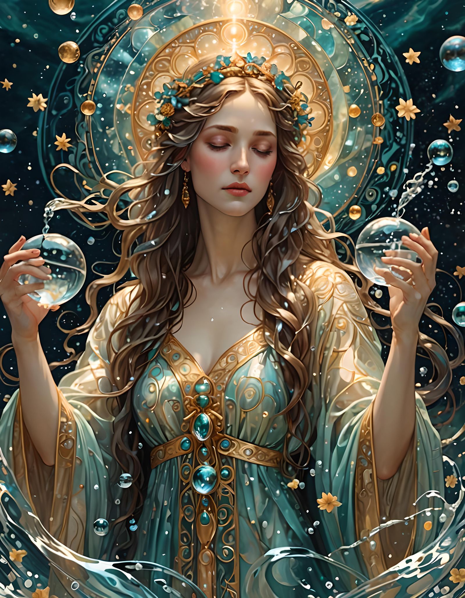 Goddess Aquarius in Ethereal Water Robe