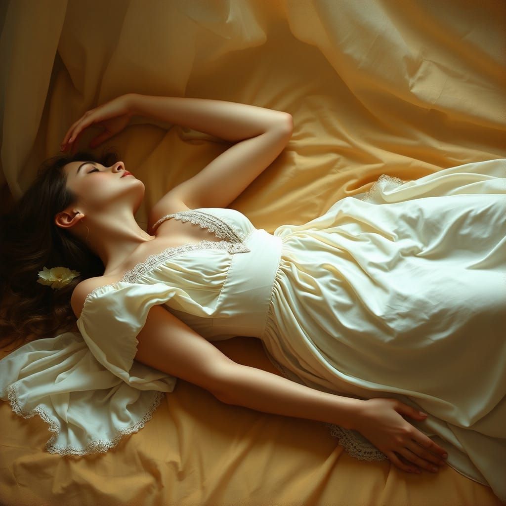 A woman lying on her side outstretched