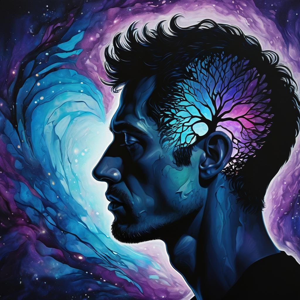 Cosmic Broken Heart in Surreal Silhouette