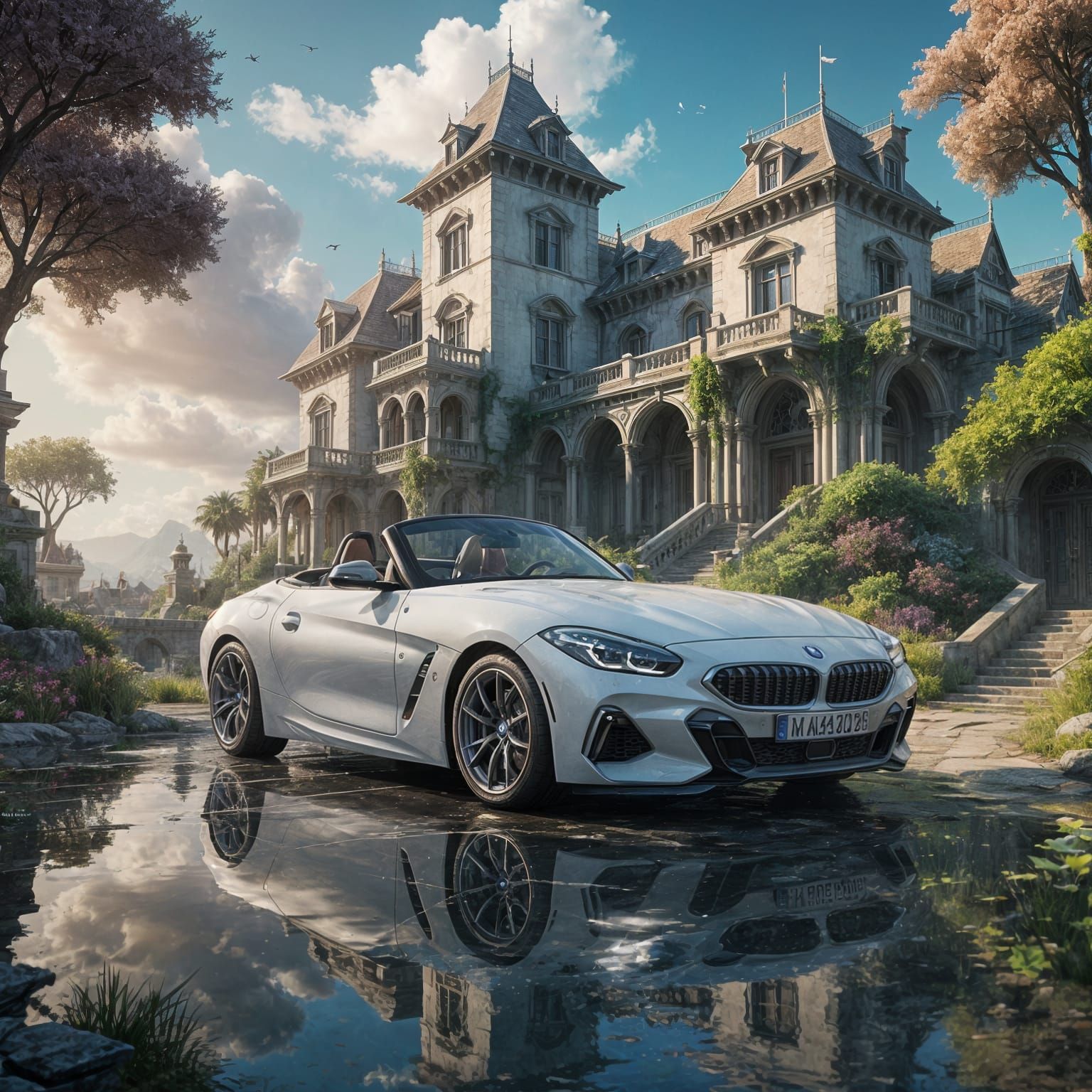 2025 BMW Z4 in a Fantastical Mansion Scene, Unreal Engine 5....