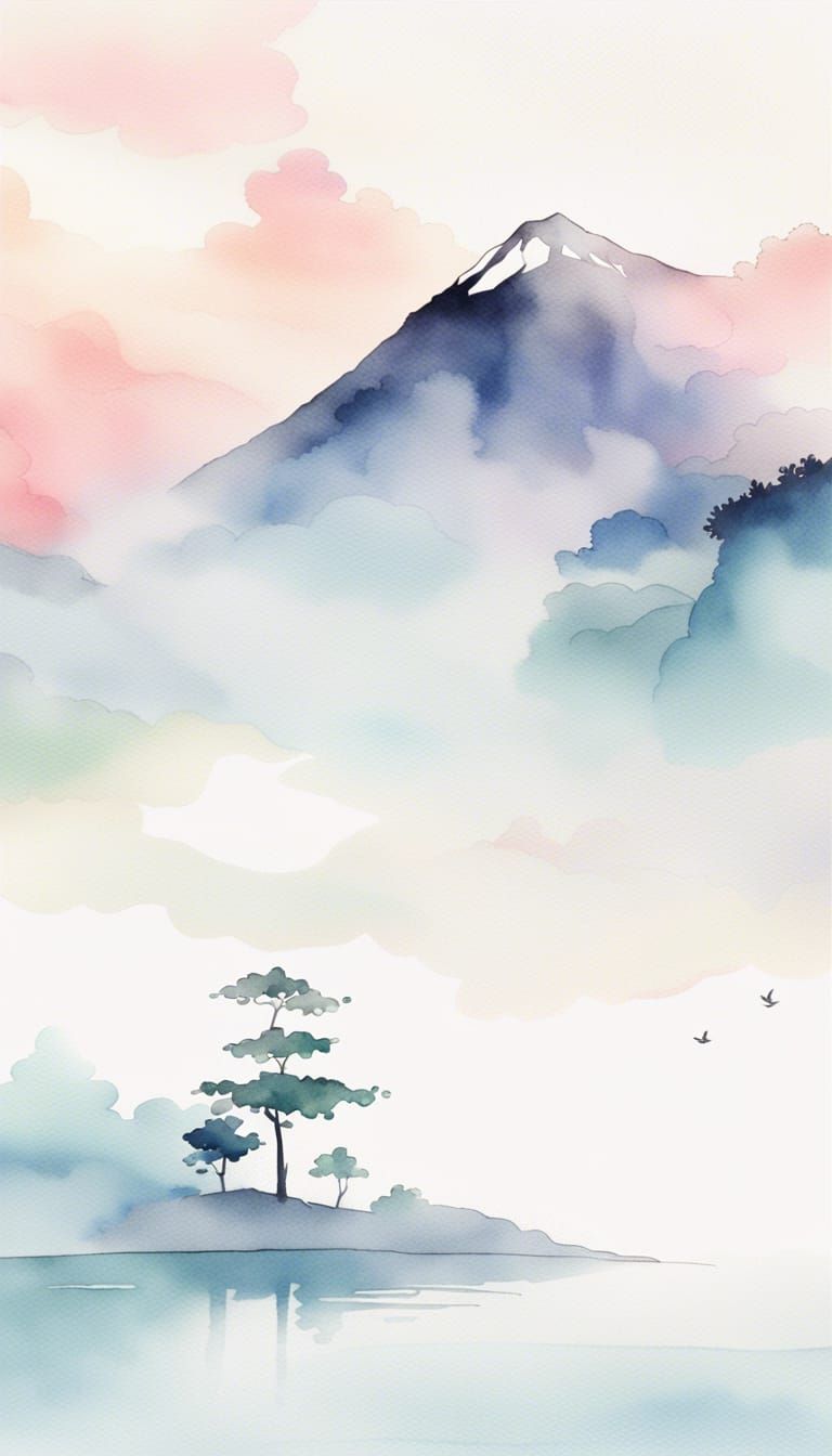 Calm Watercolor Anime iPhone Wallpaper