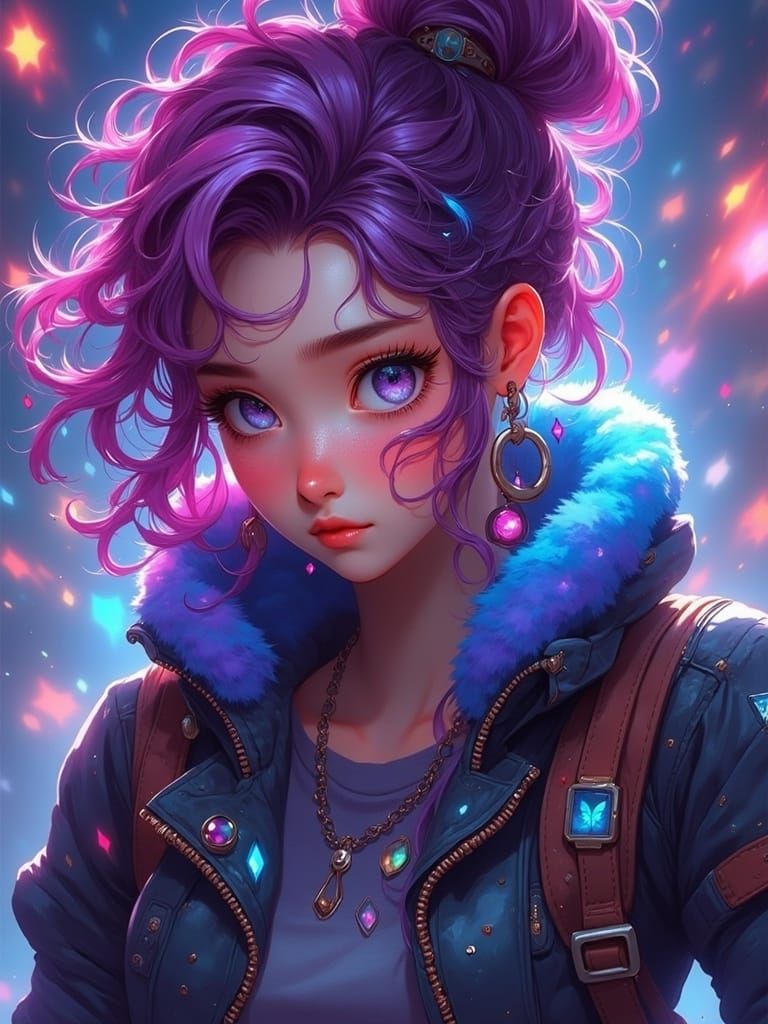 Surreal Riot Games Character Jinx in Dark, Chaotic Scene