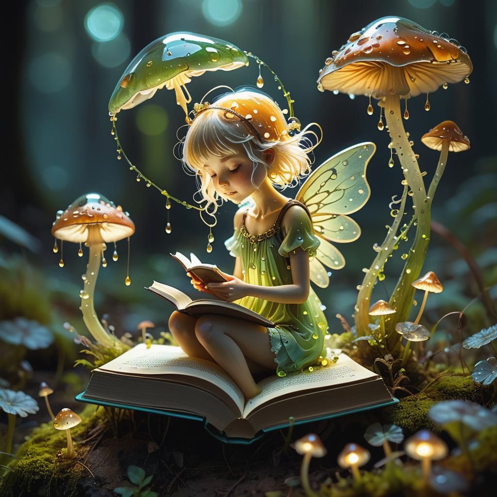 Whimsical Fairy Angel in a Mushroom Glade