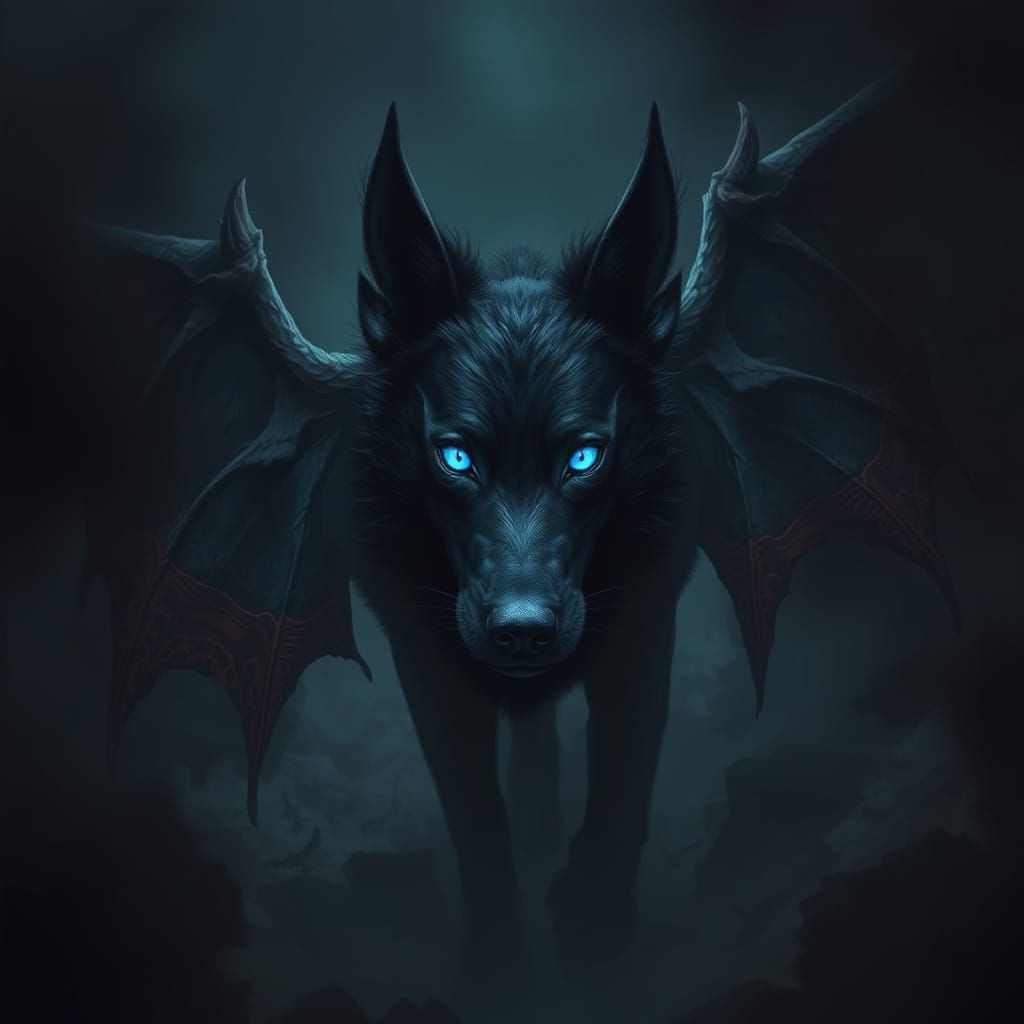 Demonic Spectral Dog in Detailed Matte Painting Style