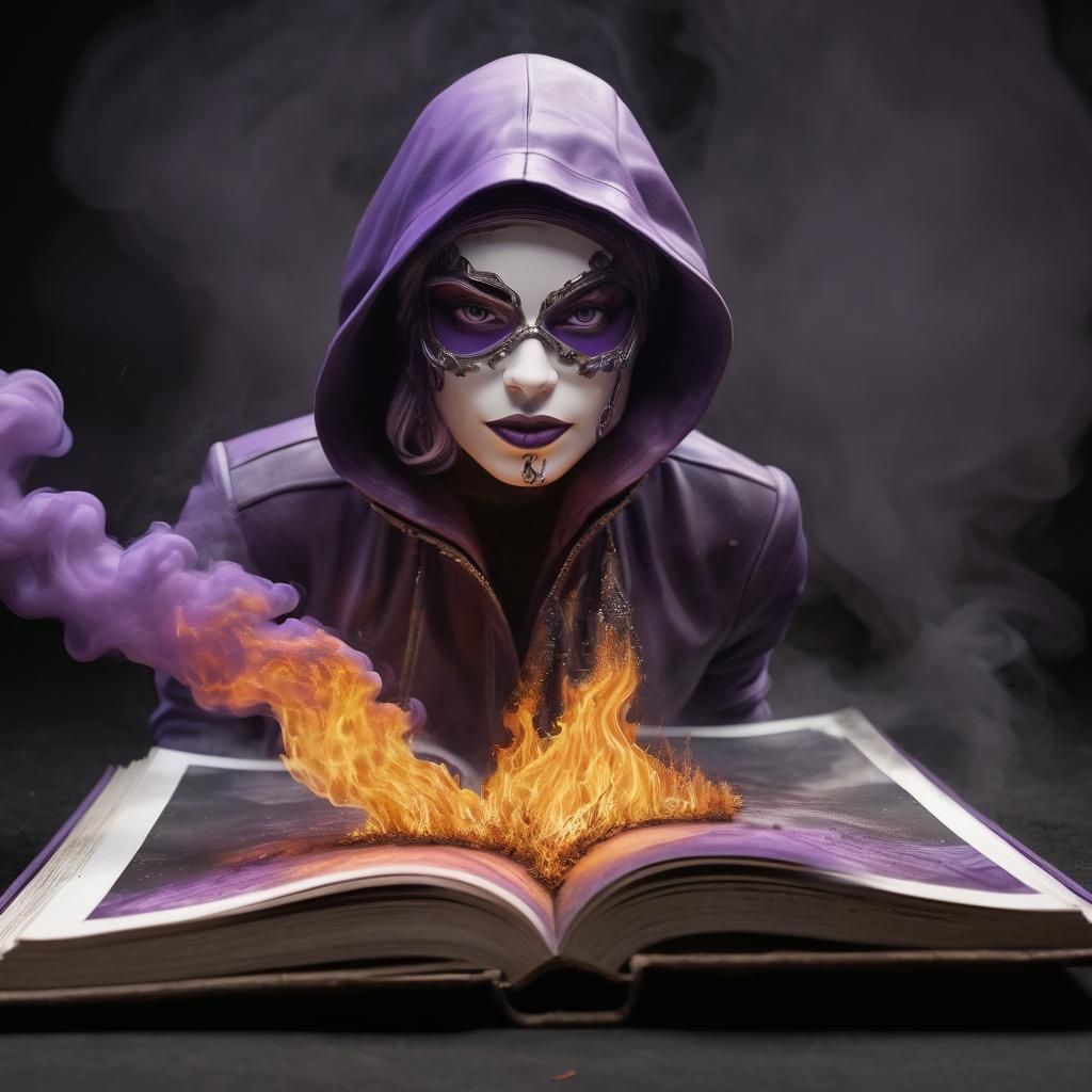 Flaming Thief on Fantasy Map in Digital Art