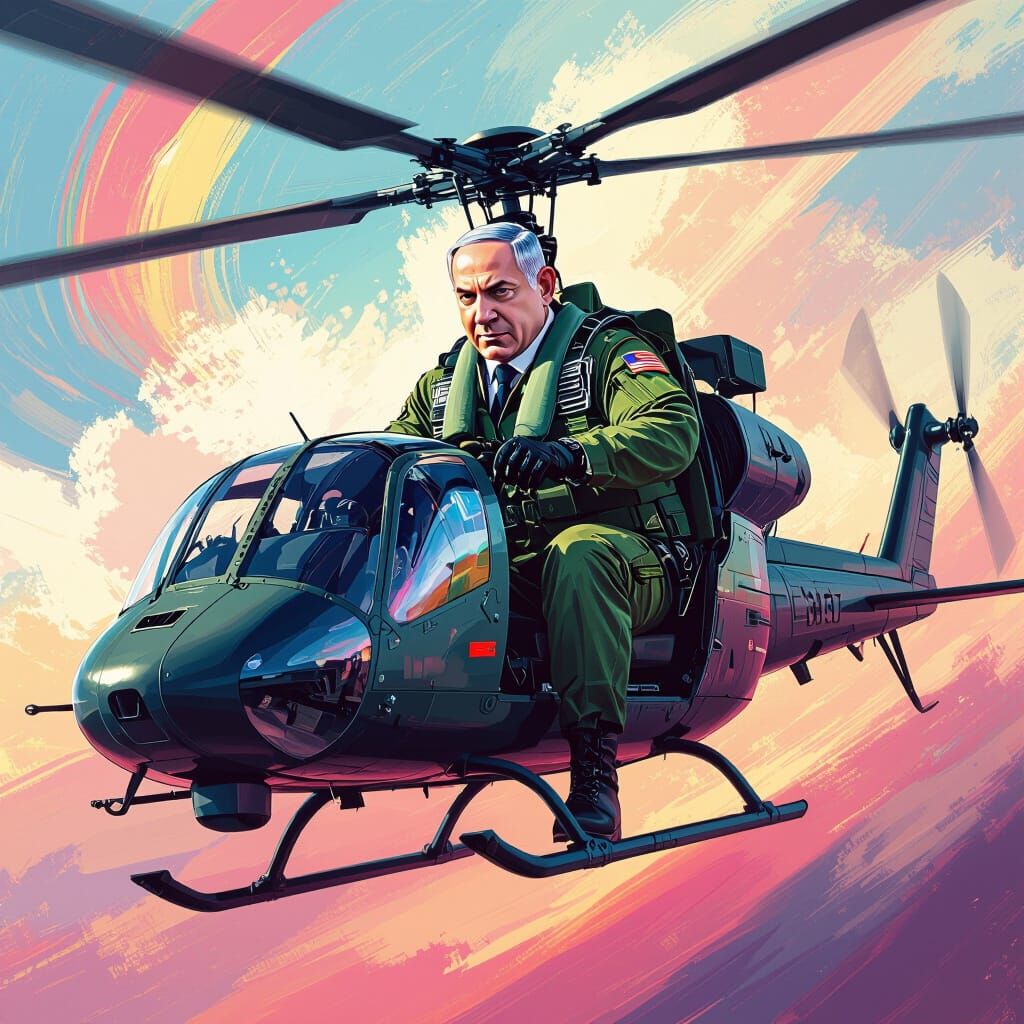 Bibi Netanyahu Flies Helicopter in Ash Thorp Style