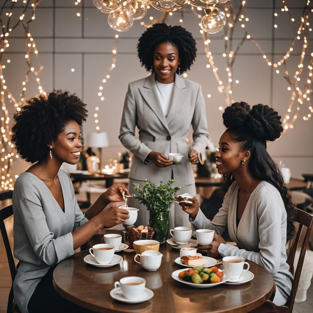 Elegant Black Women Enjoying Tea Time