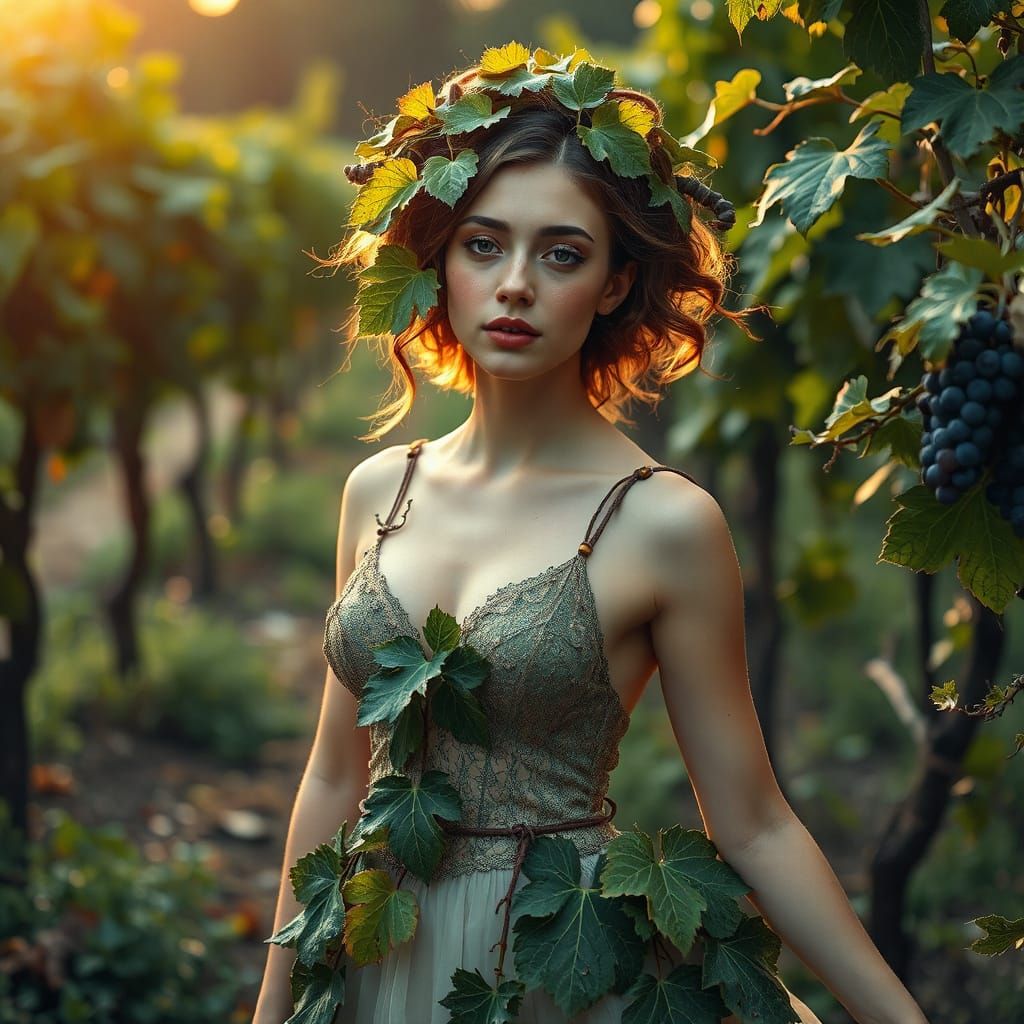 Ethereal Forest Goddess in Art Nouveau Style