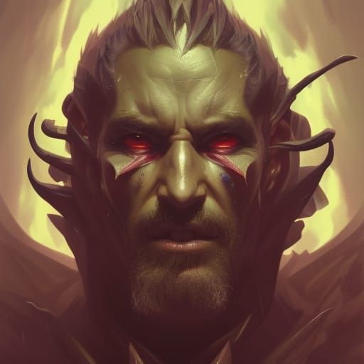 Demonic God Portrait in Hyperdetailed Style