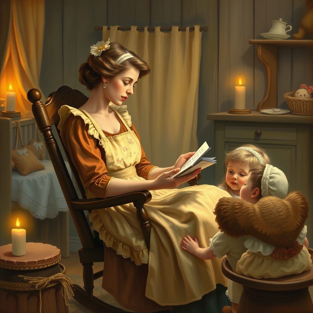 Nostalgic Mother Sings Lullaby in Cozy Nursery