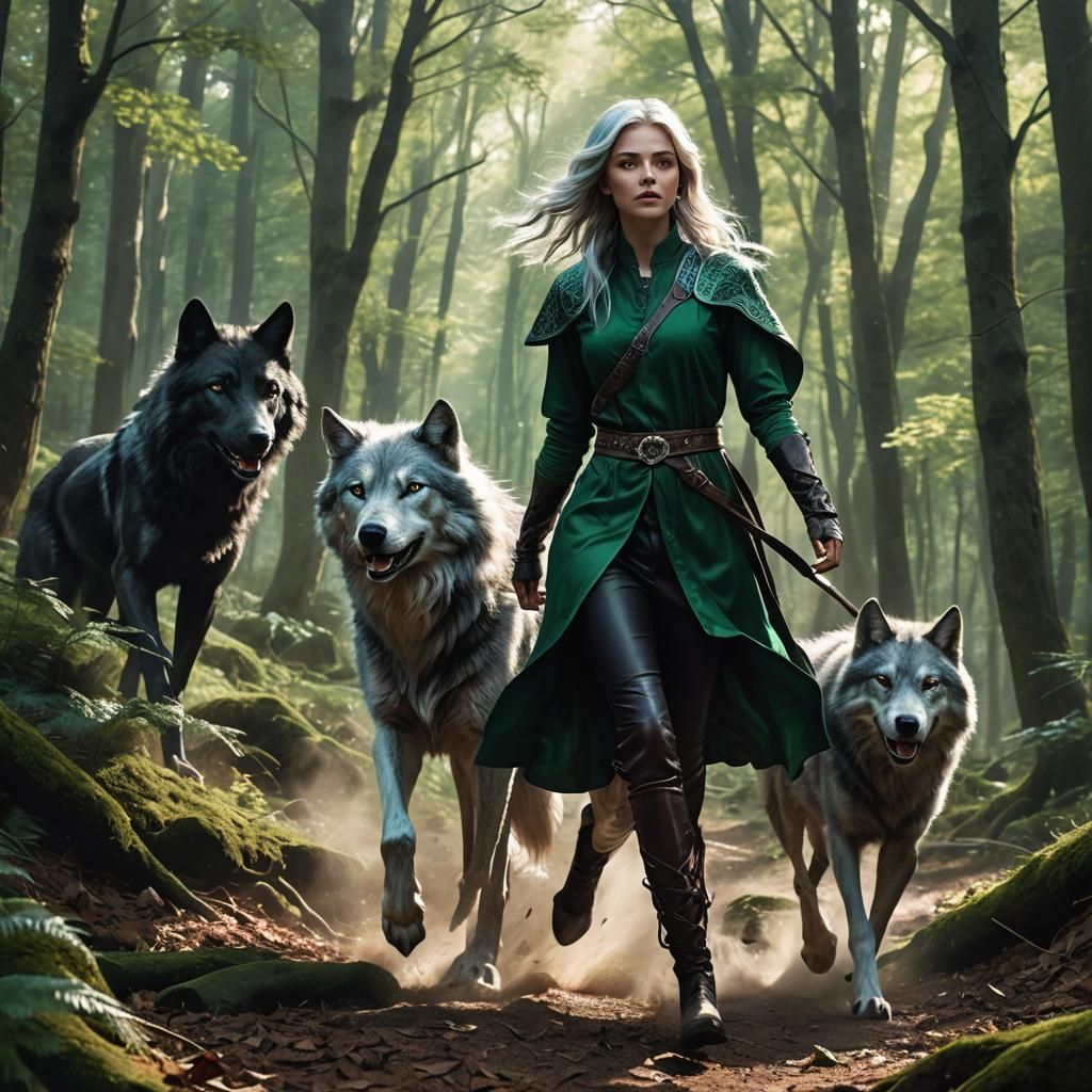 Girl on Wolf Fantasy Art in Unreal Engine 5