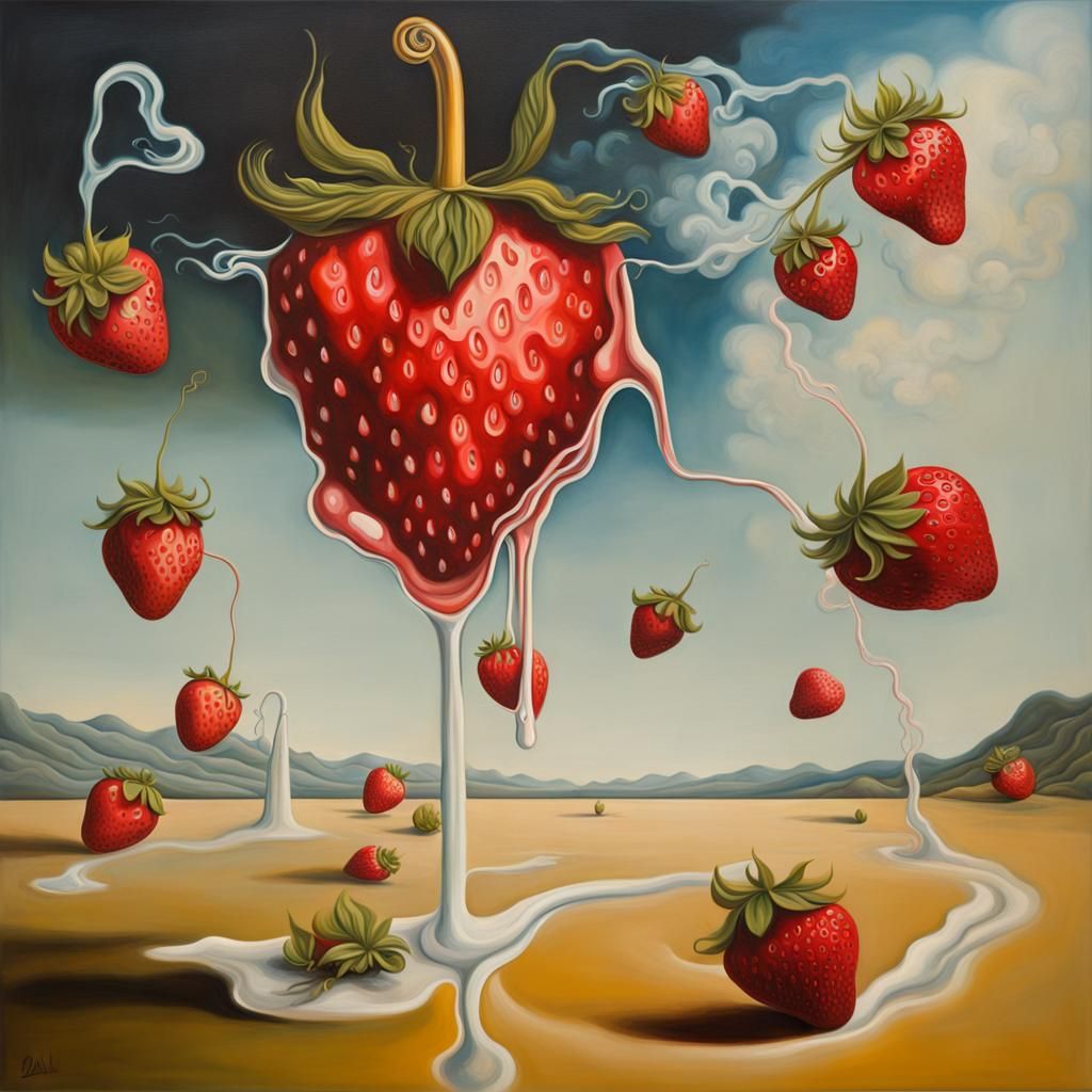 Strawberry Cough in Salvador Dali Surrealism