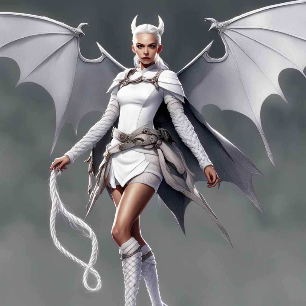 Comic-Style Bat-Winged Girl in Cosmic Scene