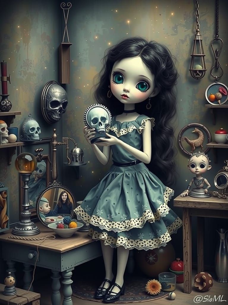 knolling Trompe l'oeil mirrors glass  iridescent fog laser b...