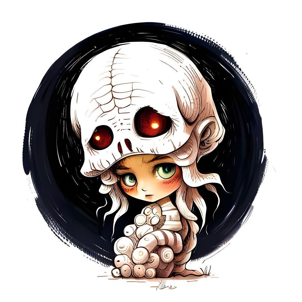 Cute Chibi Necrotic Baby in Voxel Art Style