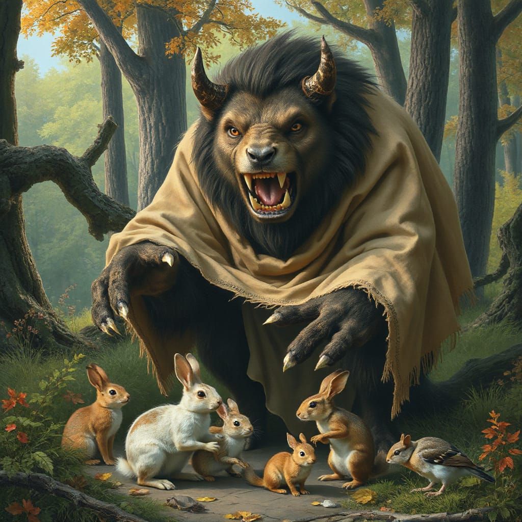 Gentle Beast Feeds Woodland Creatures