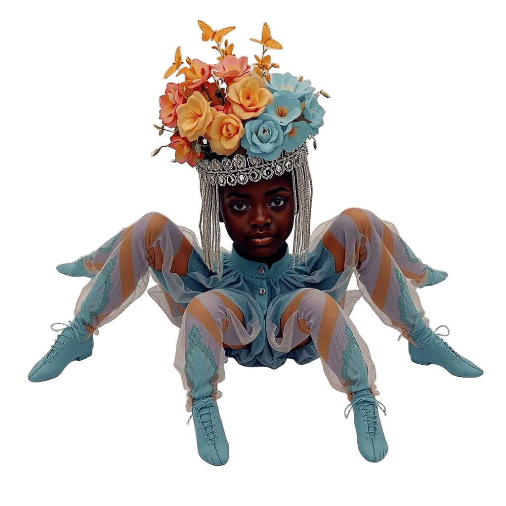 Radiant Woman in Citrus Light Gown with Butterfly Accents