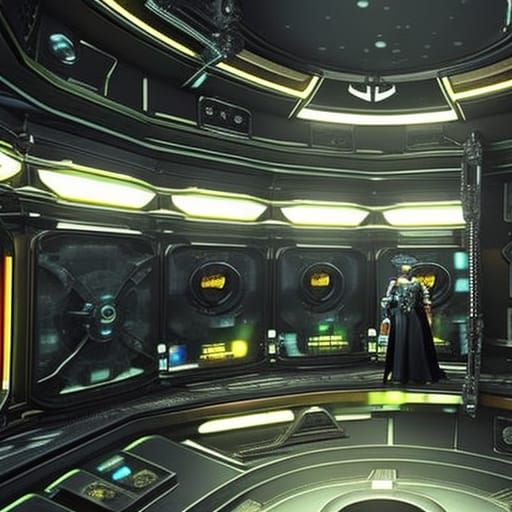 Medieval Steampunk Cyborg Awaits Starship