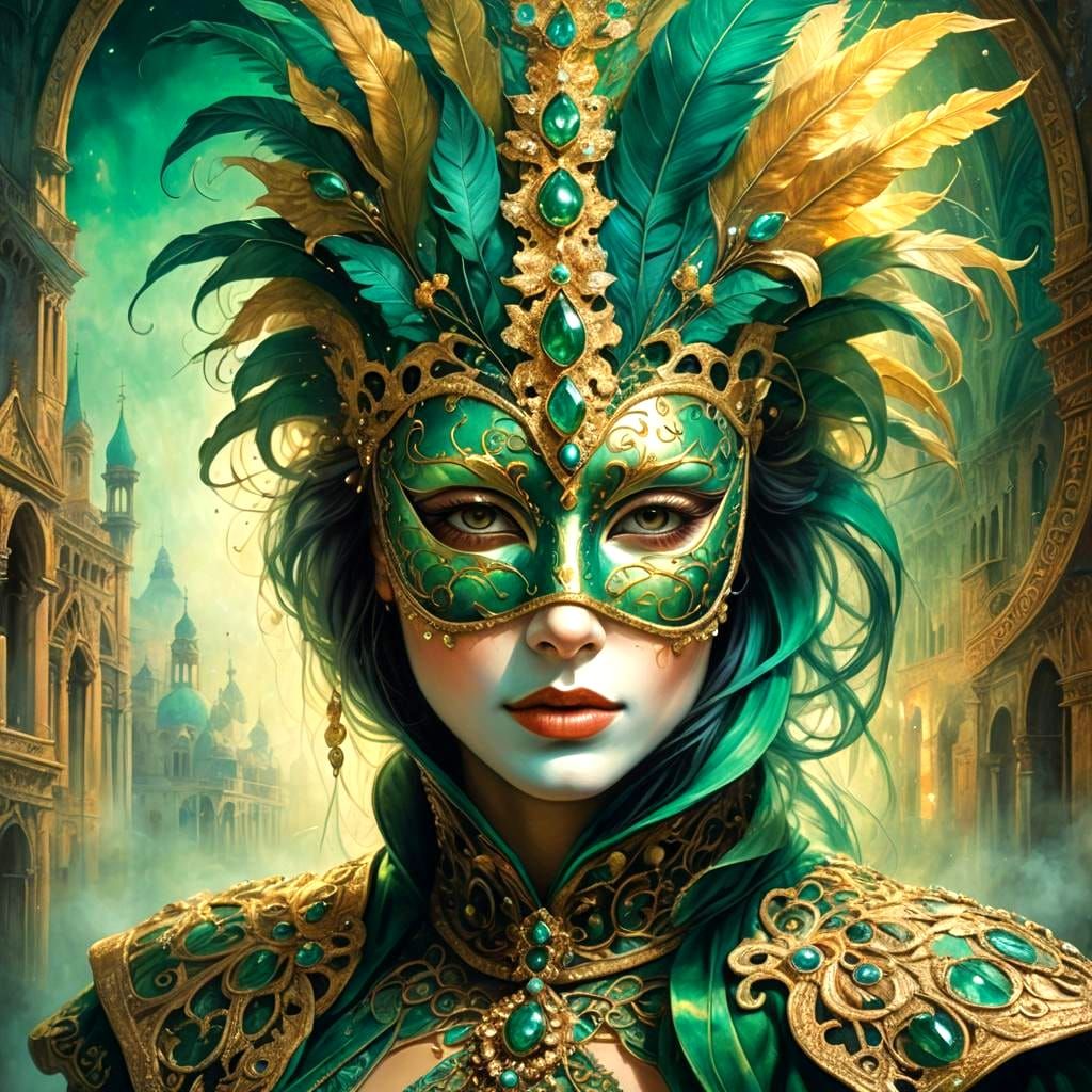 Woman in Ornate Venice Carnival Mask