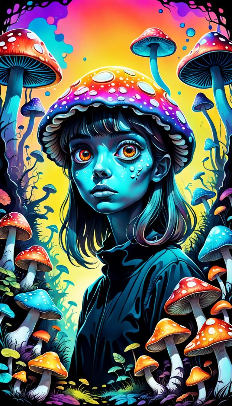 Psychedelic Trippy Silhouette with Melting Face