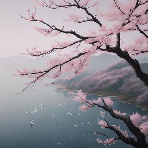 Bird on Cherry Branch: Sumi-e Ink Brush Painting