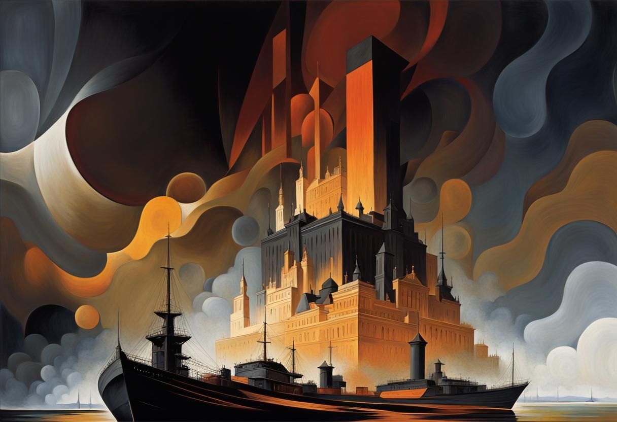 Abstract Monochromatic Op Art Fusion Painting