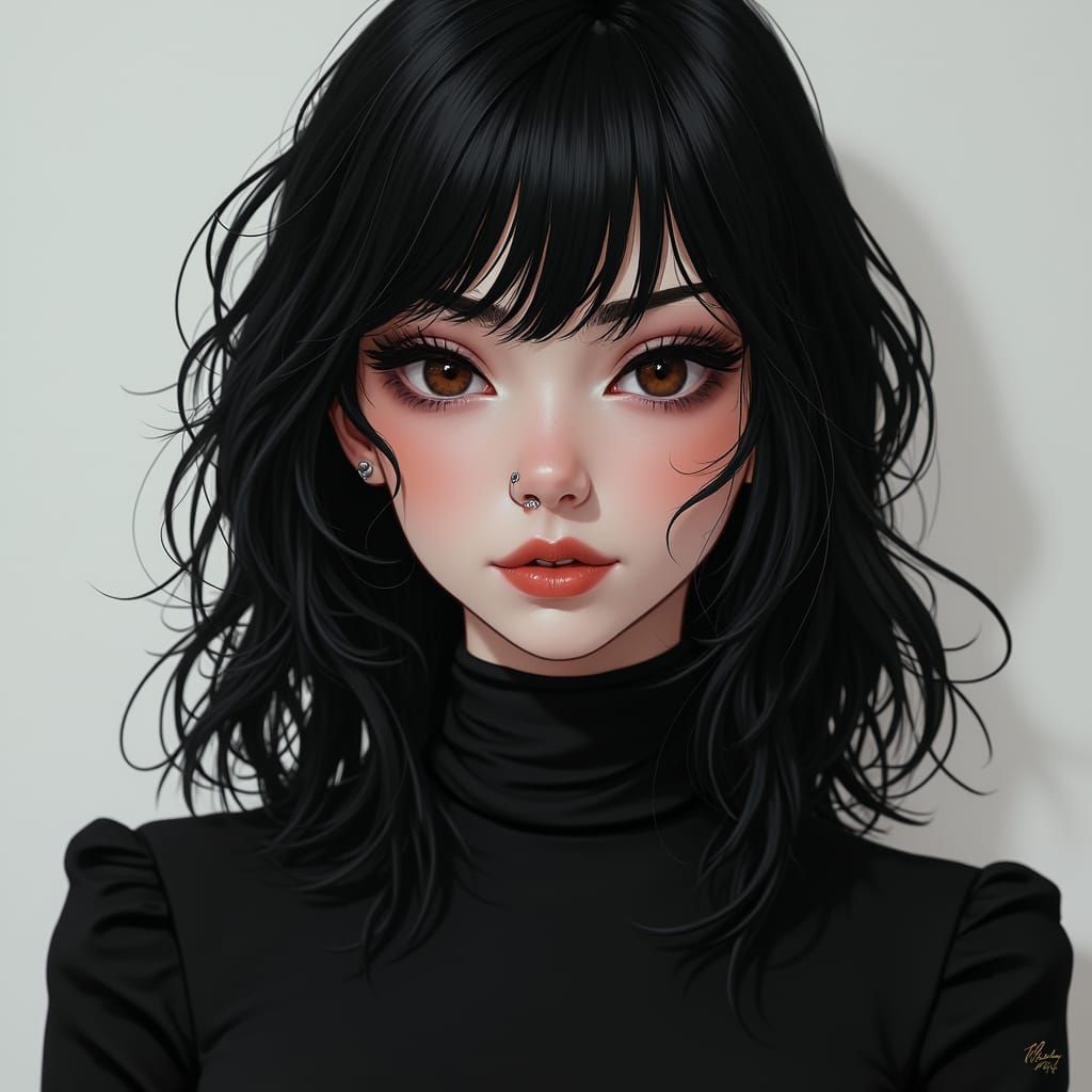 Edgy Young Woman Portrait in High Contrast Style