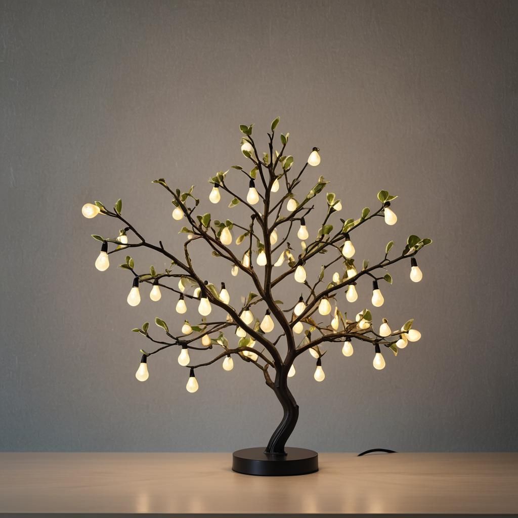 Pear Tree Table Lamp with Electric Bulb Fruit