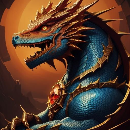 Mighty Dragon Smaug on Treasure Hoard