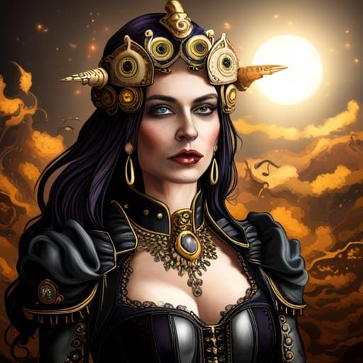 Steampunk Raven Queen Digital Rendering
