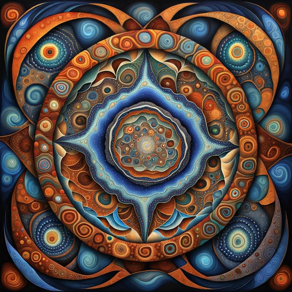 Aboriginal Mother of Creation in Cosmic Rock Art Style