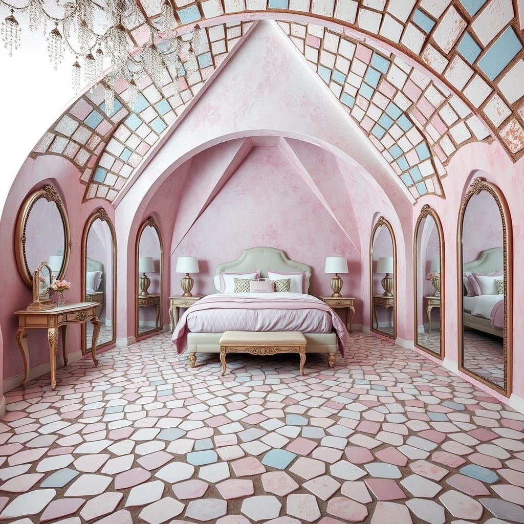Pastel Princess Bedroom with Infinity Mirrors