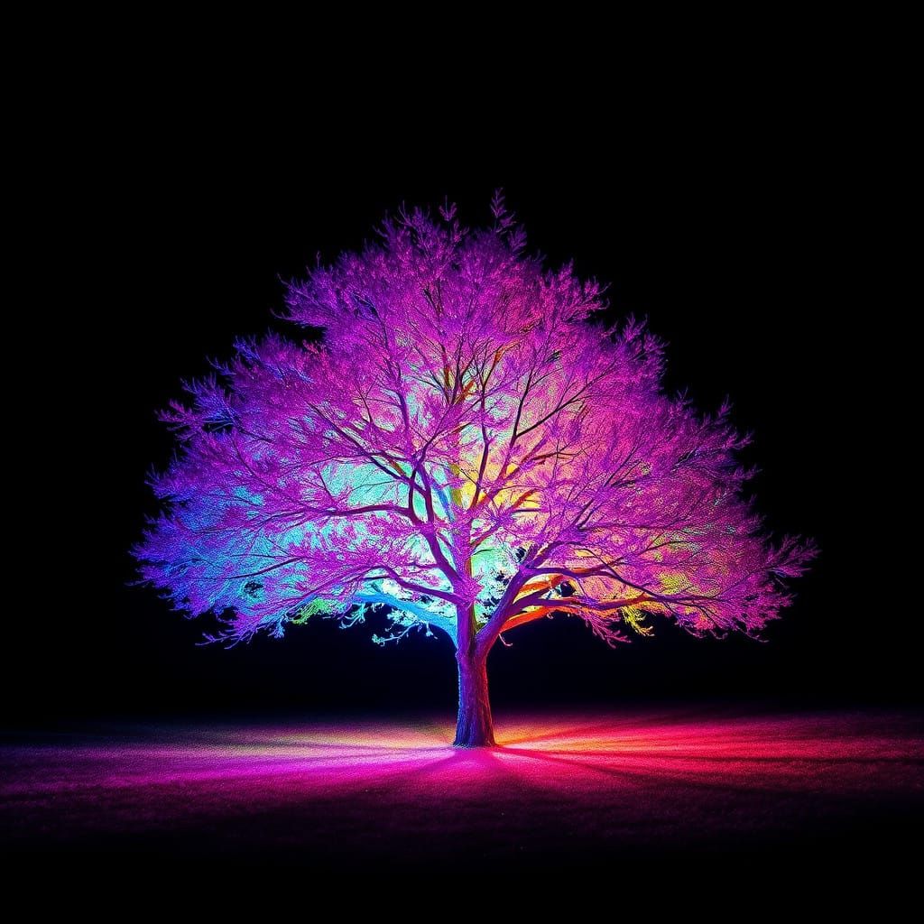 Glowing Crystal Tree in Vibrant Colors