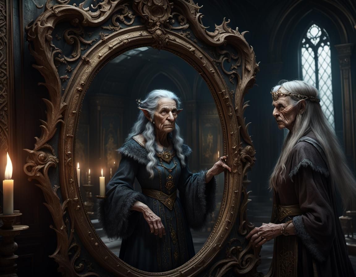 Witch's Reflection: Dark Fantasy Concept Art