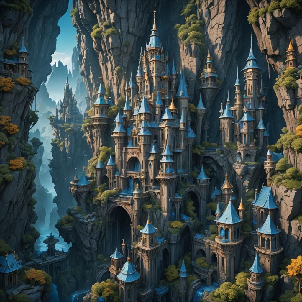 Intricate Blue Background in Detailed Matte Painting