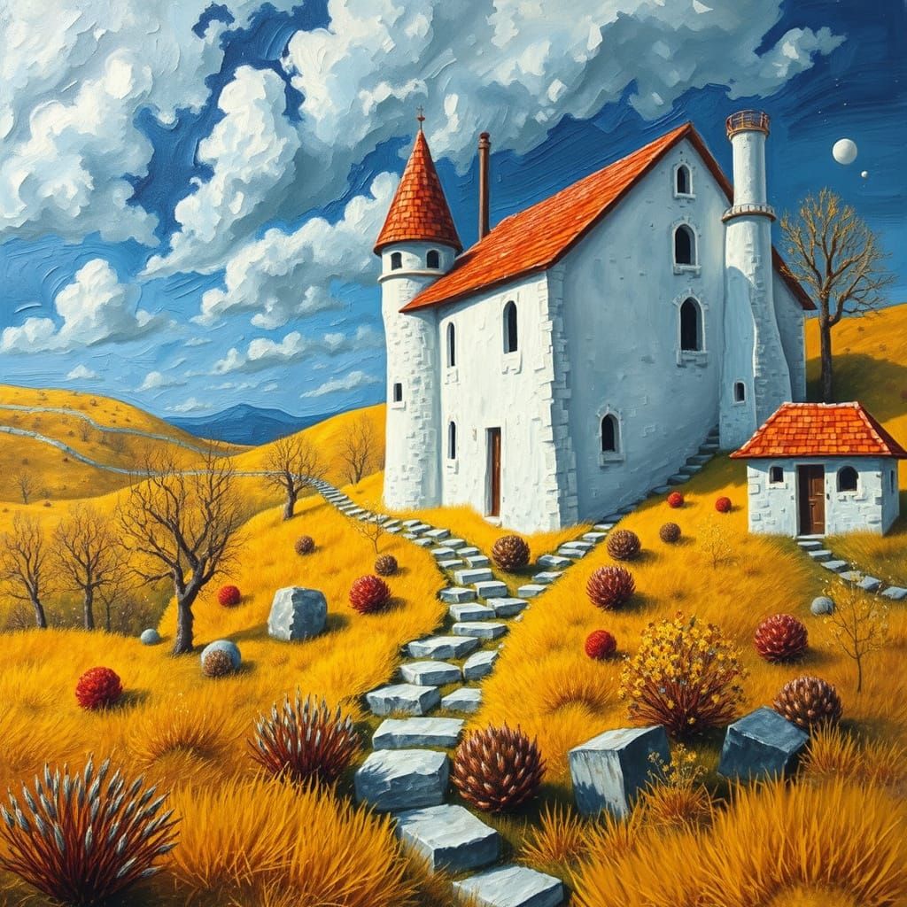 Colorful Landscape in an Expressionist Oil Painting Style