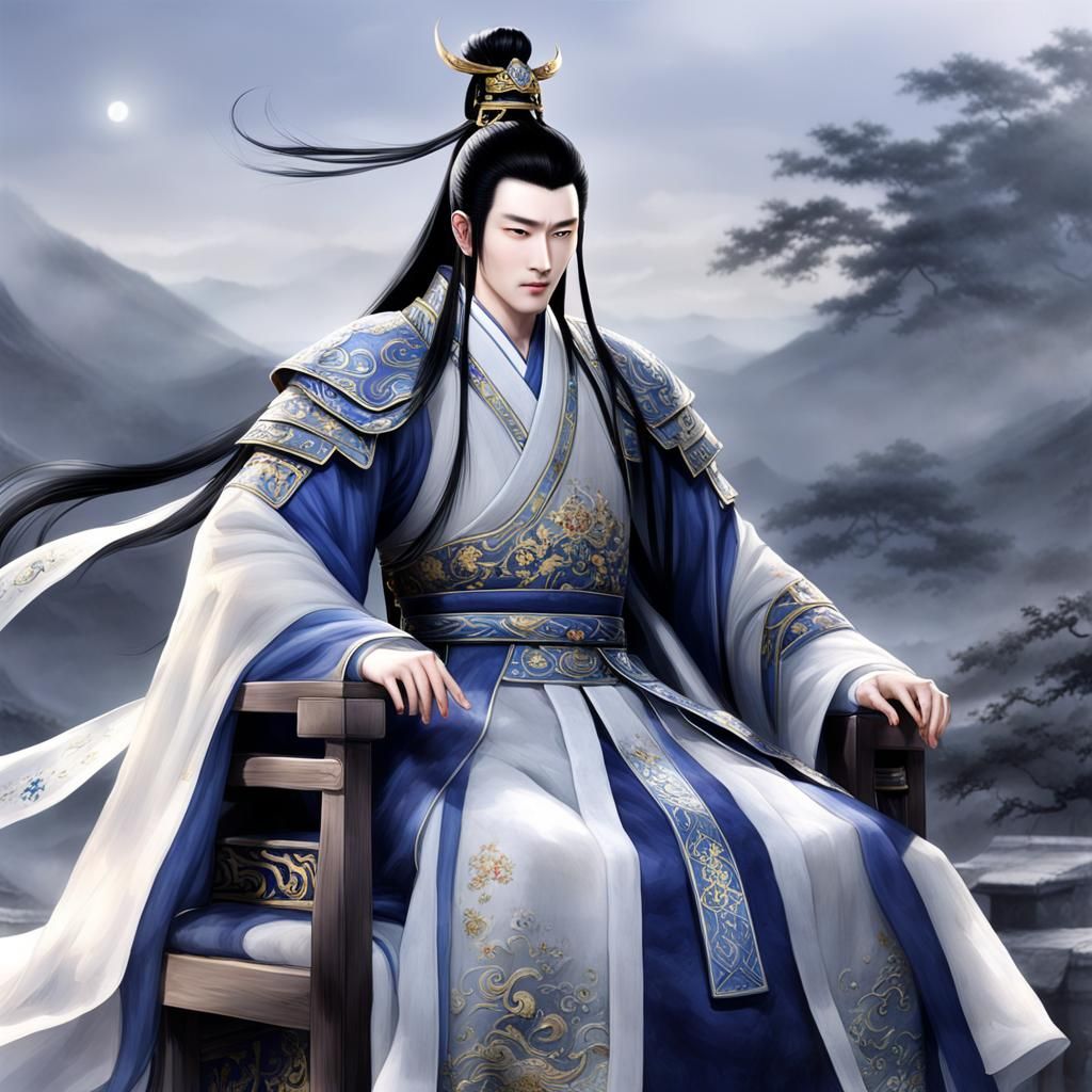 Elegant General Xuan in Anime Cel-Shaded Style