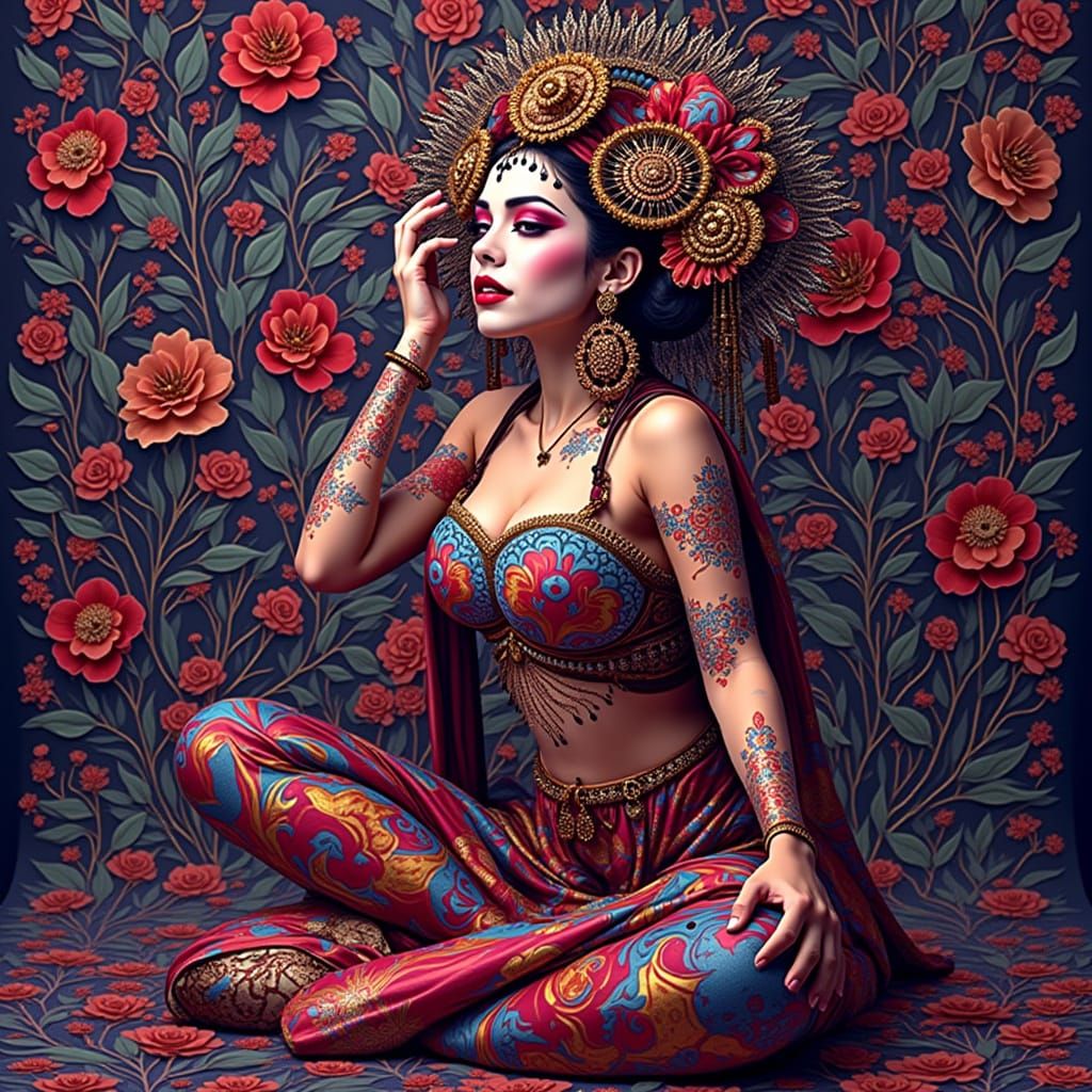 Harlequin, Geisha, and Tutankhamun: Photorealistic Full Body...